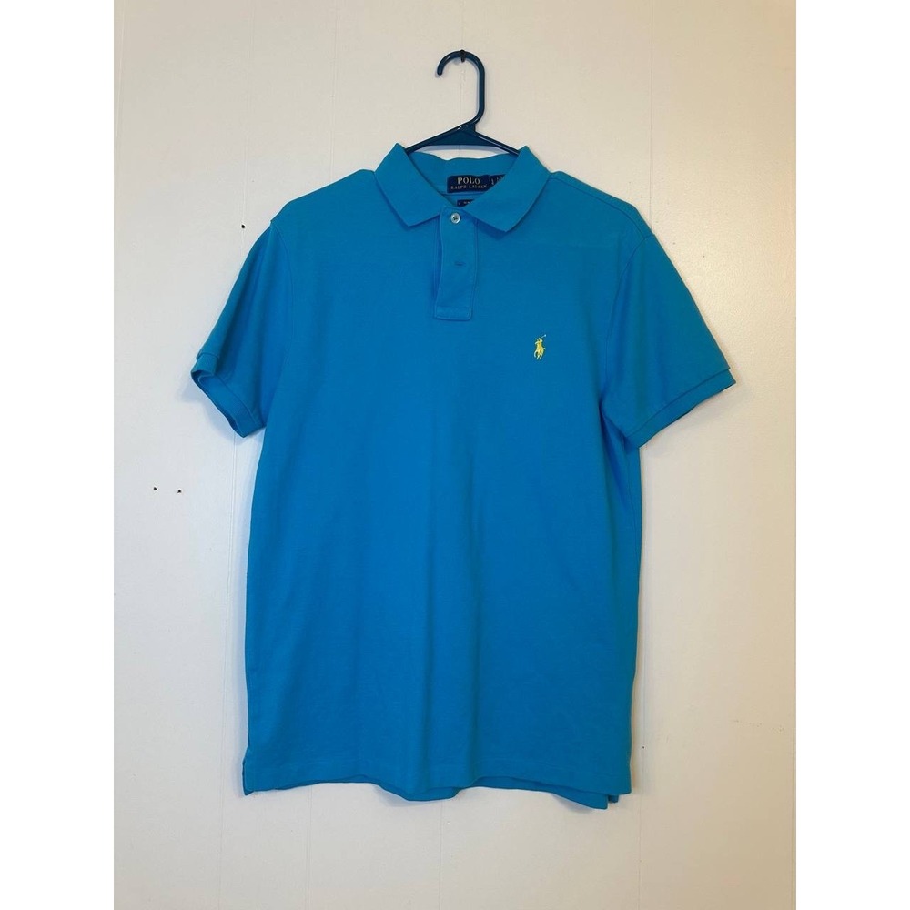 Polo Ralph Lauren Mens Slim Fit Short Sleeve Polo Shirt Blue Size L Pony Logo